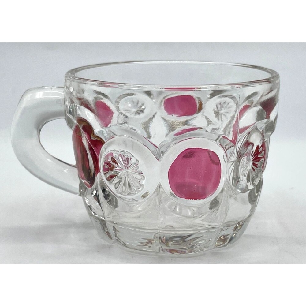 Set of 3 Tiffin Franciscan MOON & STAR Ruby Flash Glass Punch Cups 5 oz MINT
